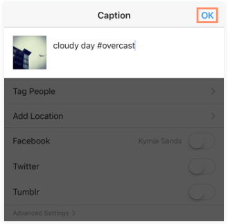 Captions and hashtags