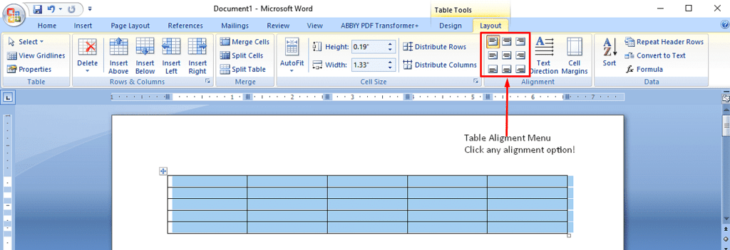 Word offers nine way to align