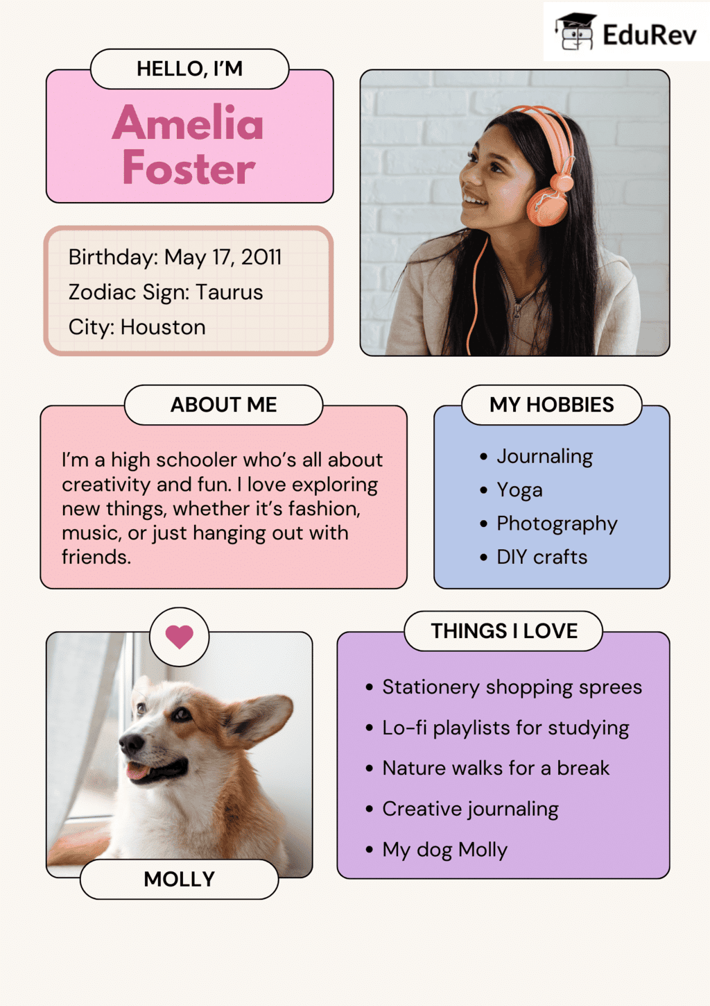 Poster: Myself- Get to know me | EVS for Class 2