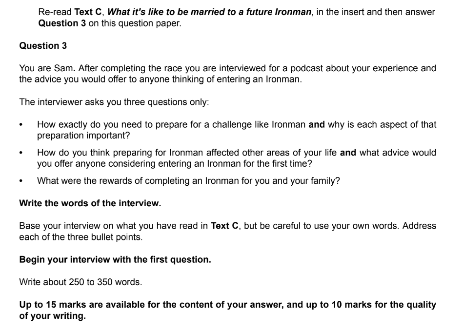Question 3 Demo Answer: Interview | English Language for GCSE/IGCSE - Class 10