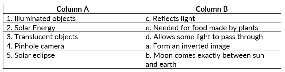 Q3: Match the Column (In a Table)