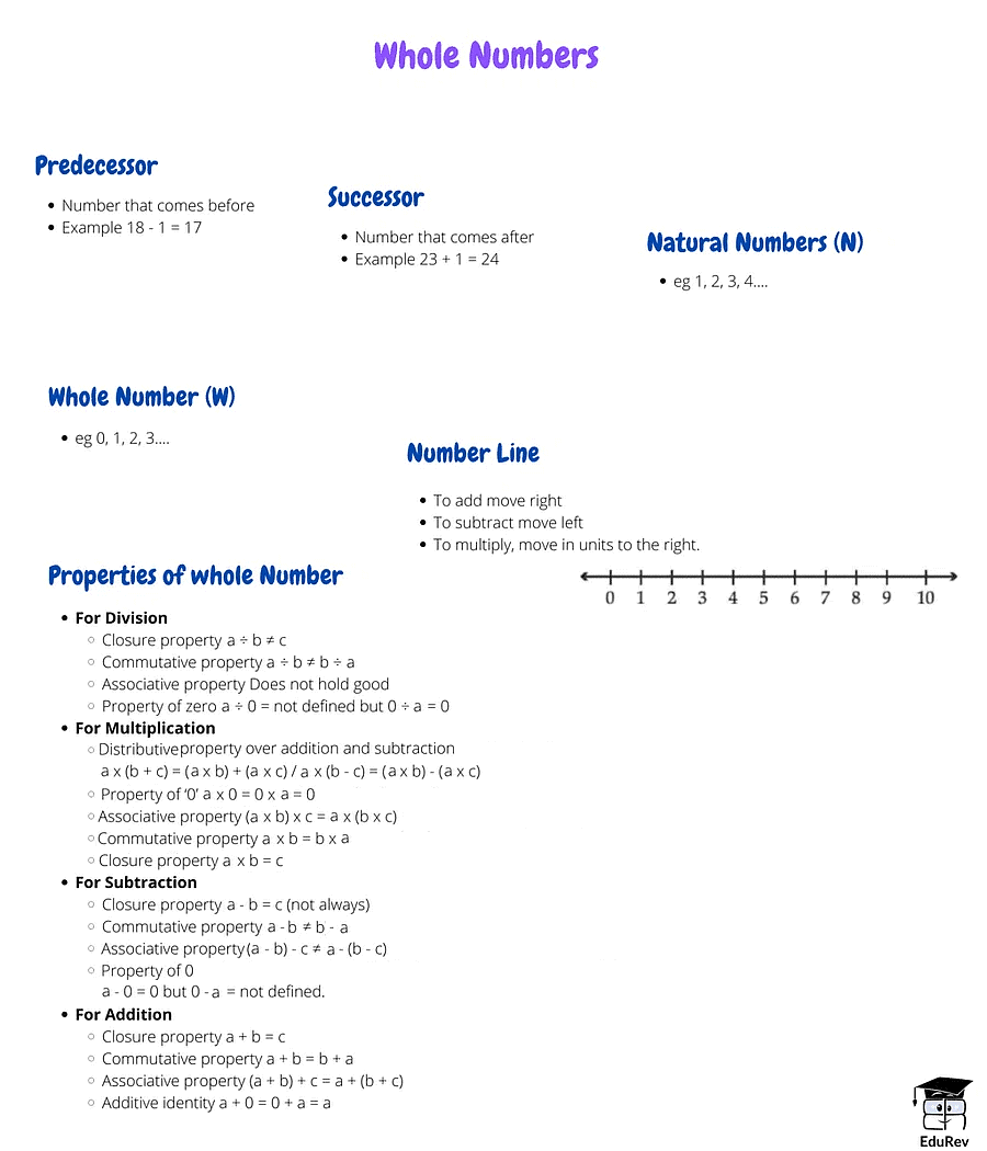 Mindmap: Whole Numbers | Subject-Wise Mind Maps for Class 6