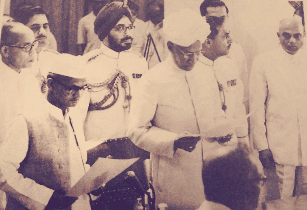 Lal Bahadur Shastri taking oat as Prime Minister
