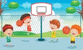 Team playing basketball