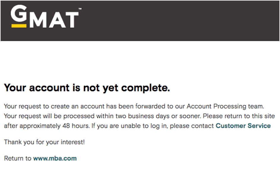 The prompt displayed after completing the account creation process