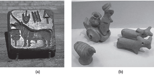 Figure 2.5 (a) Harappan seal (b) Terracotta toys