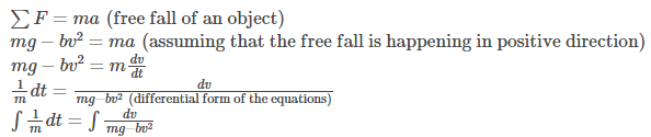 Terminal Velocity Derivation