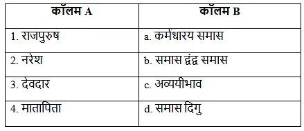 Worksheet: समास | Hindi Grammar for Class 6