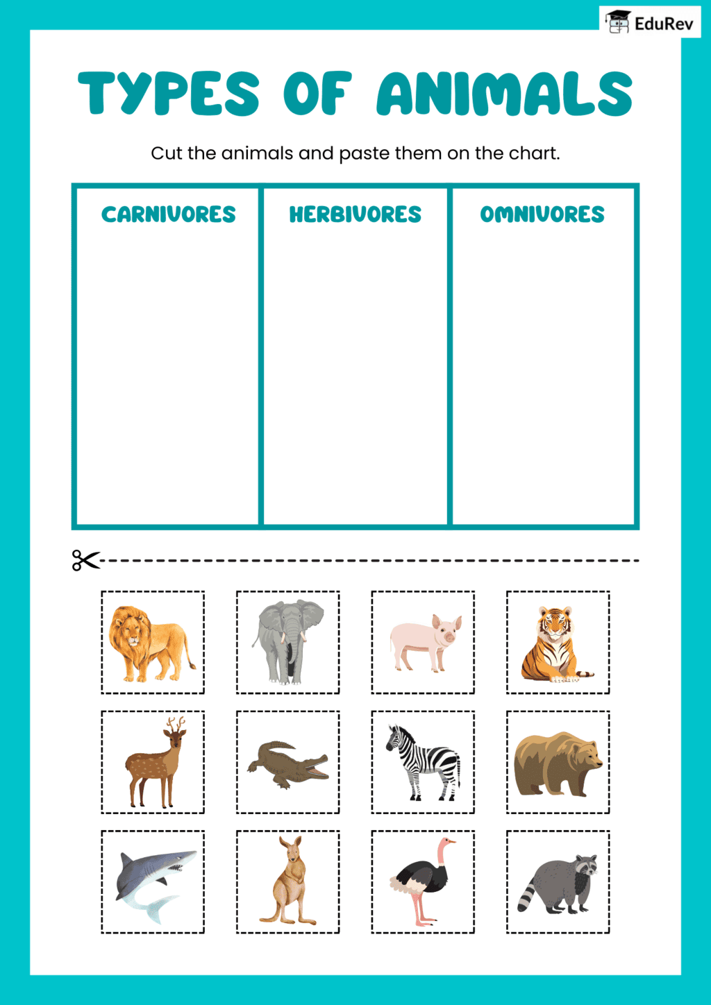 Printable Worksheet: जानवरों के प्रकार | विज्ञान (जिज्ञासा) कक्षा 6 - Class 6