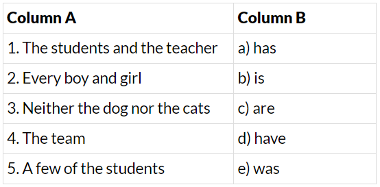 Subject Verb Agreement Class 6 Worksheet English Grammar