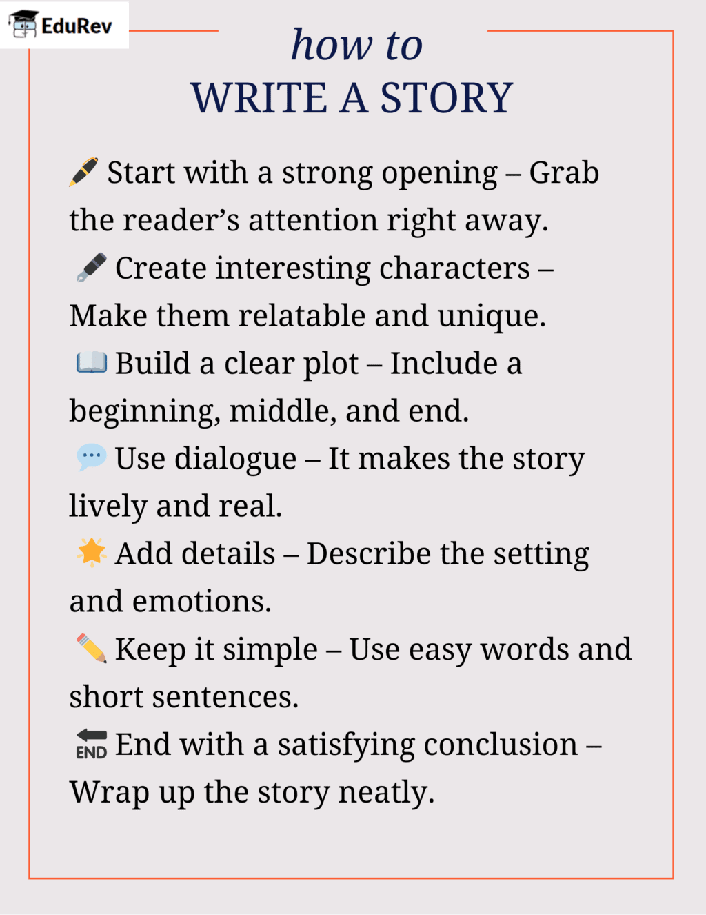 Infographic: Story Writing | English Grammar Advanced - Class 10