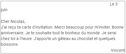 Des invitations NCERT Solutions | French for Class 8