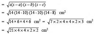 Class 9 Maths Chapter 10 Previous Year Questions - Heron`s Formula