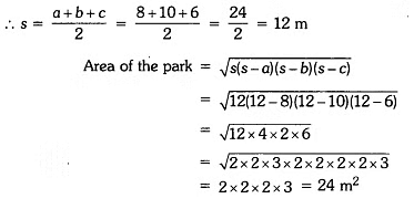 Class 9 Maths Chapter 10 Previous Year Questions - Heron`s Formula