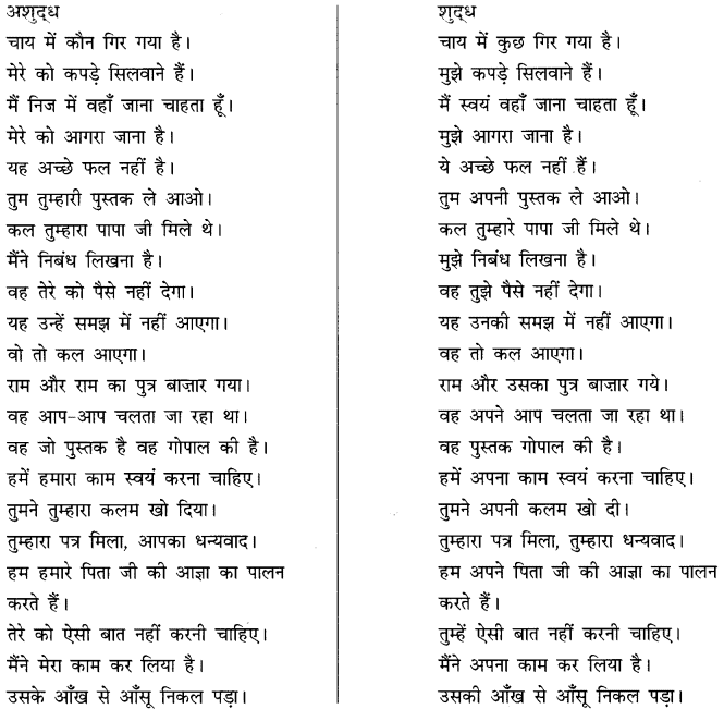 अशुद्धि शोधन: Notes | हिंदी व्याकरण - कक्षा 10 - Class 10