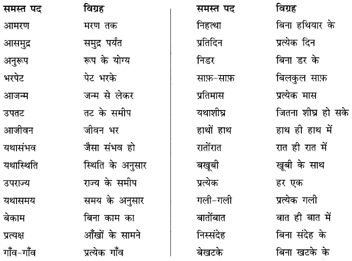 समास: Notes | हिंदी व्याकरण - कक्षा 10 - Class 10