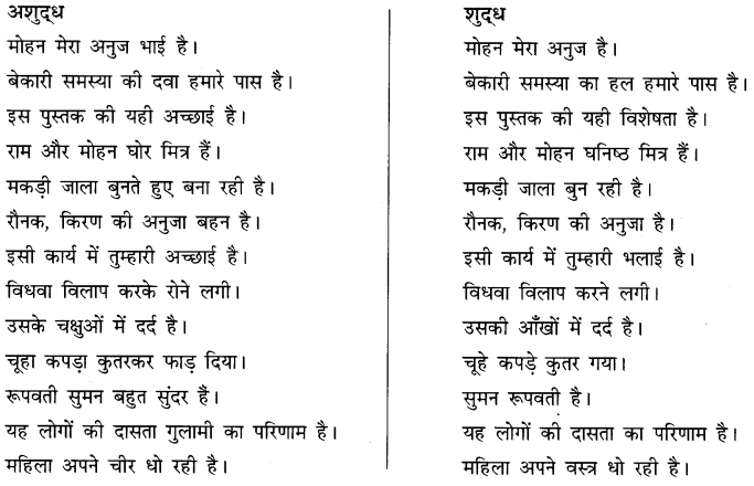 अशुद्धि शोधन: Notes | हिंदी व्याकरण - कक्षा 10 - Class 10