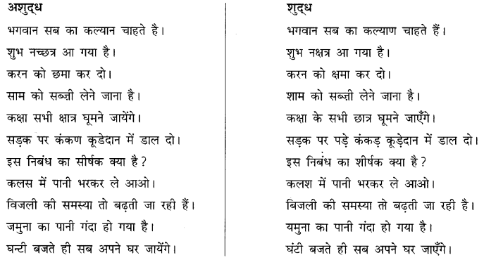 अशुद्धि शोधन: Notes | हिंदी व्याकरण - कक्षा 10 - Class 10