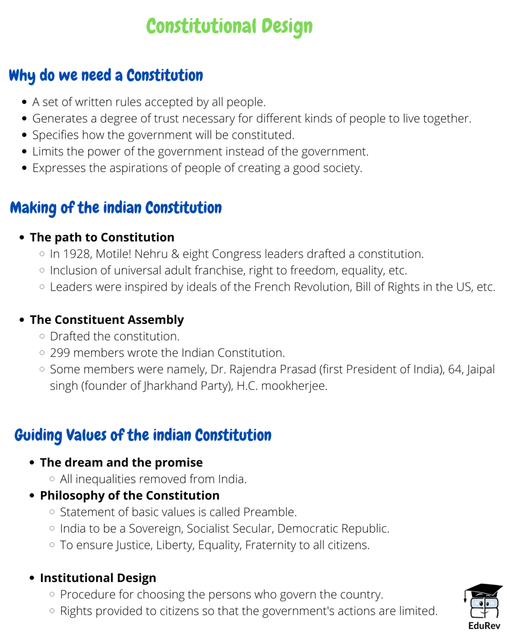 Mind Map: Constitutional Design | Subject-Wise Mind Maps for Class 9