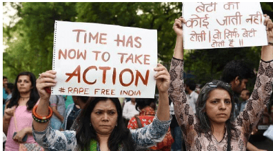 Fig: Women raising voice and protesting
