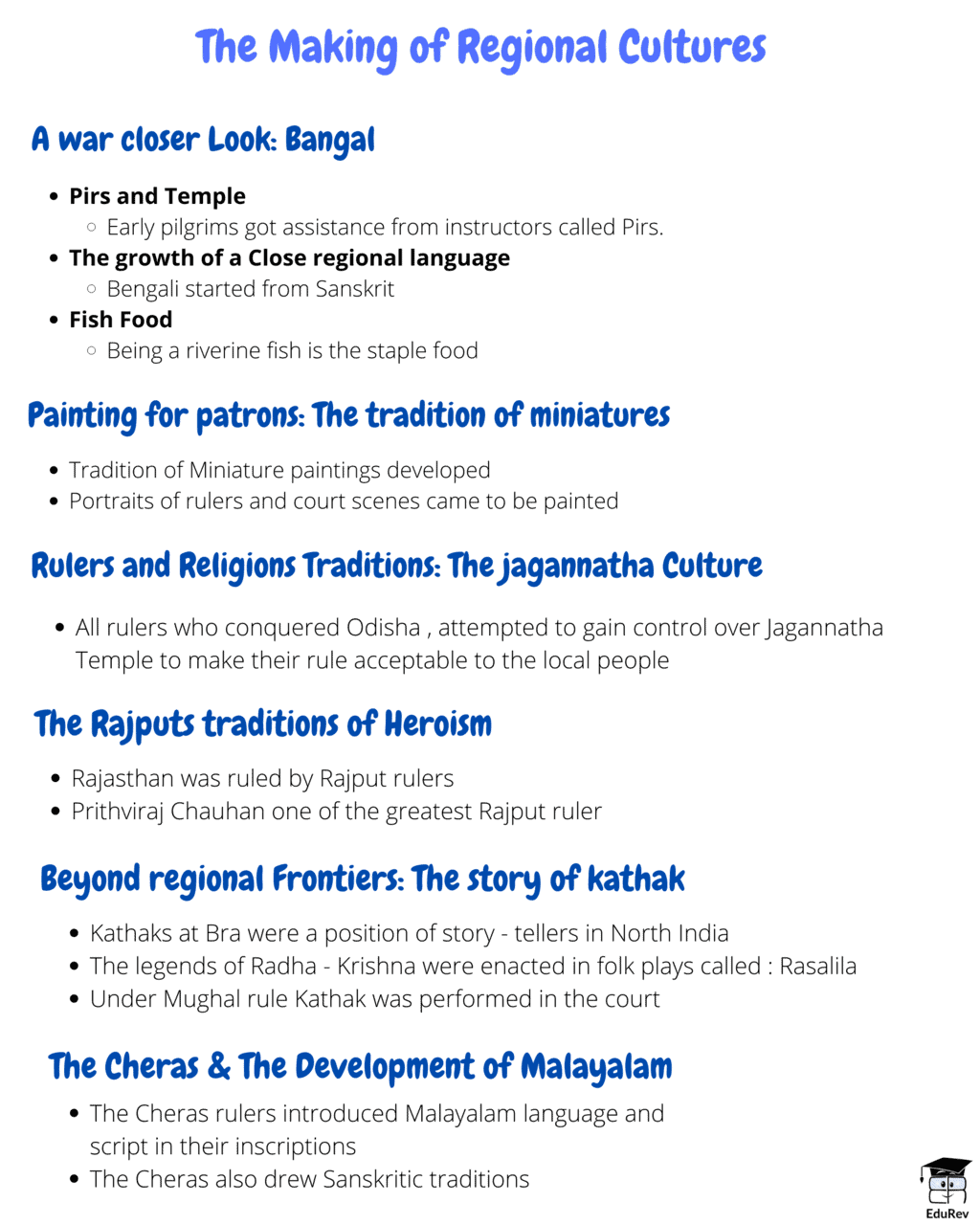 Mindmap: The Making of Regional Cultures | Class 6 to 12 NCERT Mindmaps for UPSC Preparation