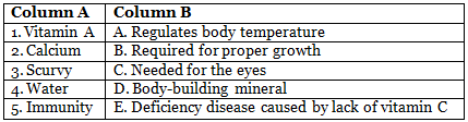 Q3: Match the Column (In a Table)