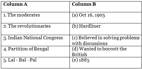 Freedom Struggle - 1 Class 5 Worksheet Solutions SST