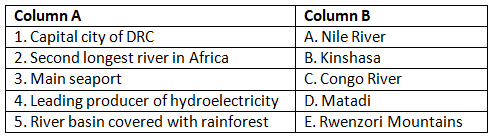 Worksheet: Democratic Republic of Congo (The Land of Dense Forests) | Be an Explorer 5: Book Solutions, Notes & Worksheets - Class 5