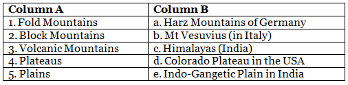 Worksheet Solutions: Relief Features of the Continents | Footprints Class 6: Book Solutions, Notes & Worksheets