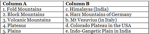 Worksheet Solutions: Relief Features of the Continents | Footprints Class 6: Book Solutions, Notes & Worksheets
