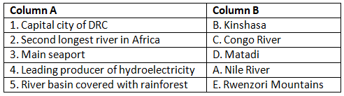 Worksheet Solutions: Democratic Republic of Congo (The Land of Dense Forests) | Be an Explorer 5: Book Solutions, Notes & Worksheets - Class 5