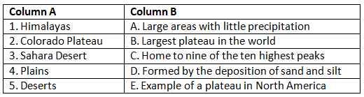 Worksheet: Major Landforms | Be an Explorer 5: Book Solutions, Notes & Worksheets - Class 5