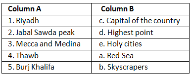 Worksheet Solutions: Saudi Arabia (A Country in the Hot Desert Region) | Be an Explorer 5: Book Solutions, Notes & Worksheets - Class 5