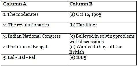 Freedom Struggle - 1 Class 5 Worksheet SST