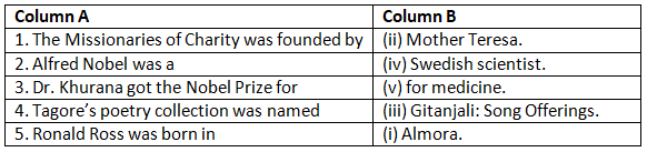 D. Match the columns A and B.