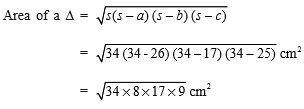 Class 9 Maths Chapter 10 Question Answers - Heron’s Formula