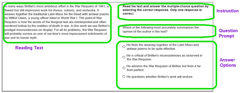 PTE Reading Multiple Choice, Choose Single Answer Layout 