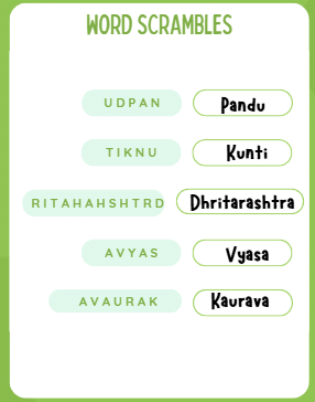 Worksheet Solutions: Adi Parva - Birth of Heroes -1 | Mahabharat Tales: The Battle of Good and Evil - Class 6