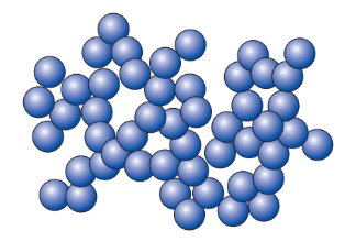 The particles in a liquid