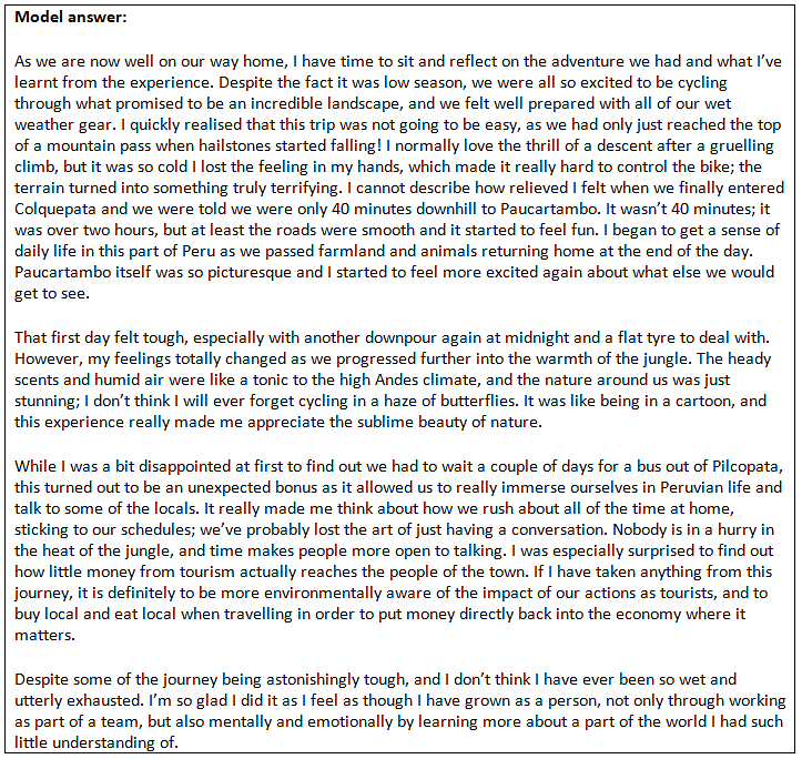 Question 3 Demo Answer: Journal | English Language for GCSE/IGCSE - Class 10