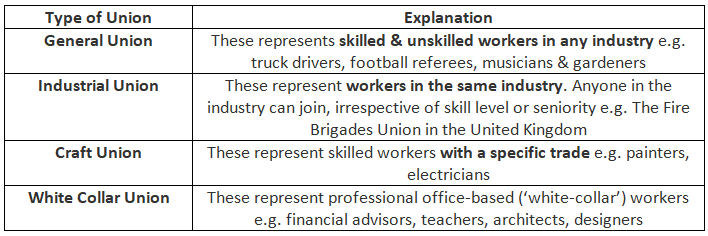 Types of Trade Unions | Economics for GCSE/IGCSE - Class 10