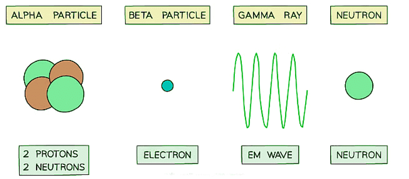 Alpha particles, beta particles and gamma waves can be emitted from unstable nuclei