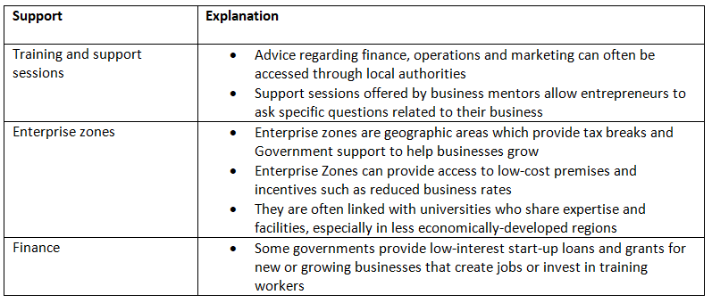 Business Plans & Government Support | Business Studies for GCSE/IGCSE - Year 11