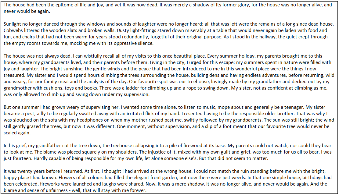 Demo Answer: Narrative Writing | English Language for GCSE/IGCSE - Class 10