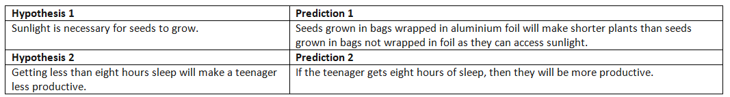 Writing a Hypothesis and Prediction - Year 7 PDF Download