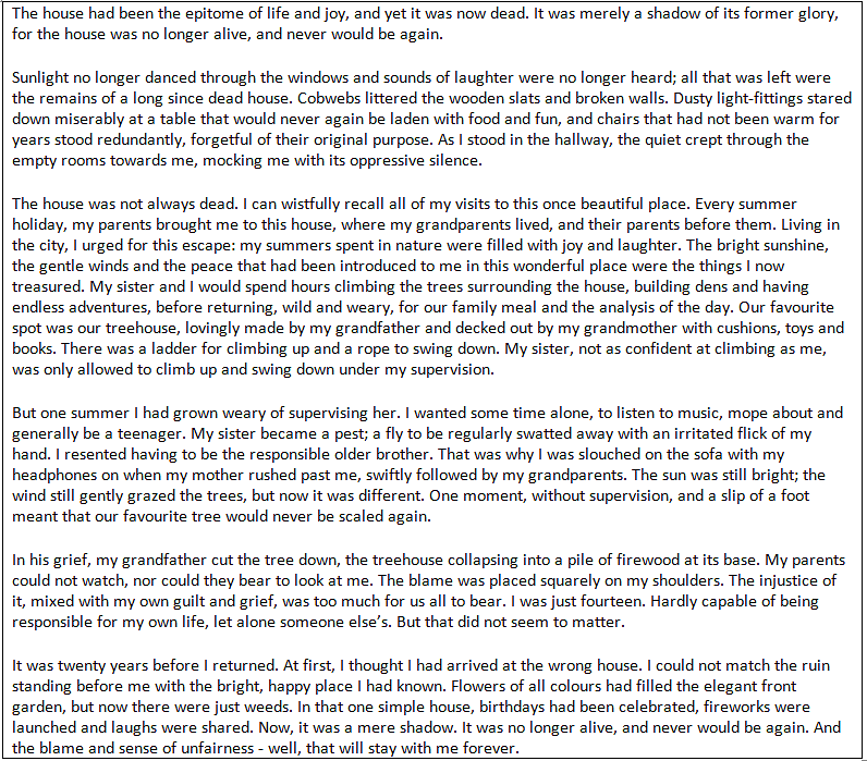 Demo Answer: Narrative Writing | English Language for GCSE/IGCSE - Class 10
