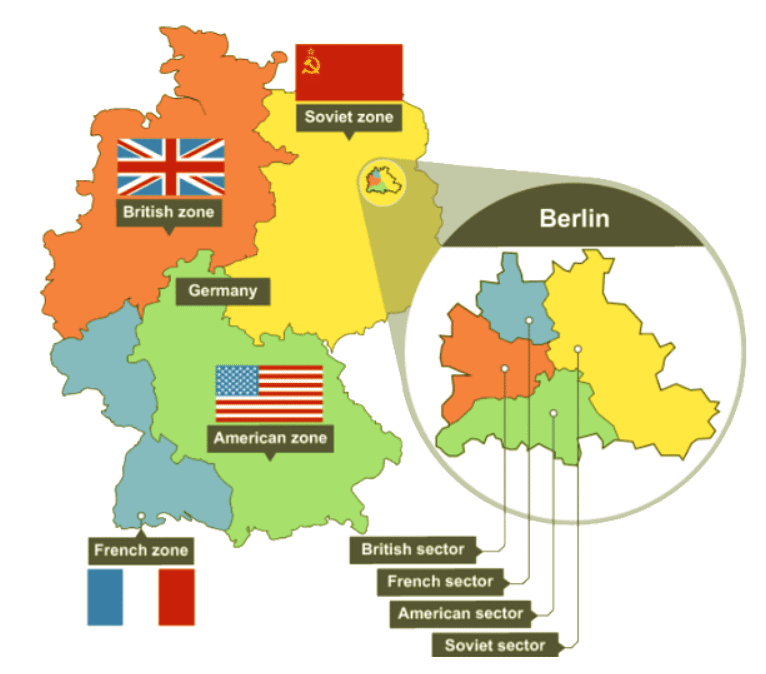 The four zones of Germany and Berlin