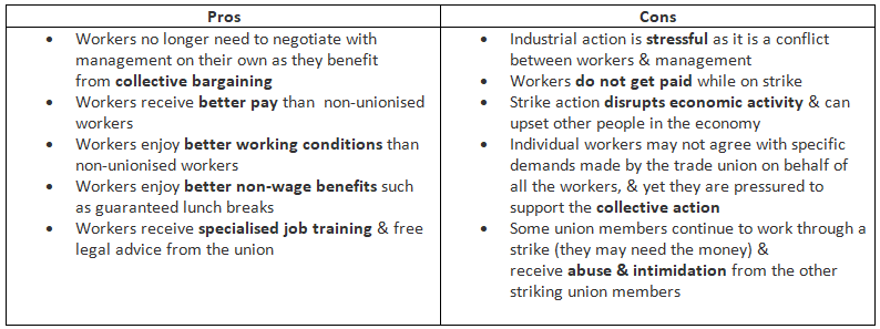 Advantages & Disadvantages of Trade Unions | Economics for GCSE/IGCSE - Year 11