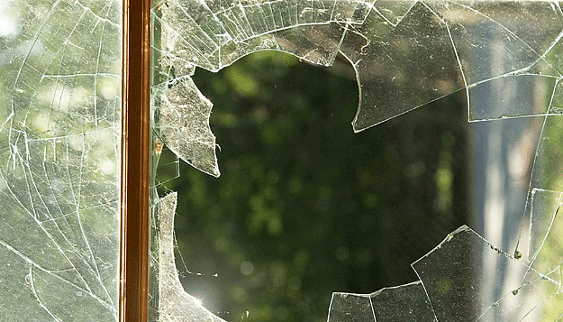 Glass shatters when it is hit or dropped