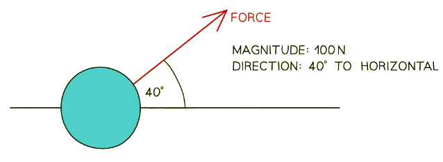 A force of magnitude 100 N directed 40° to the horizontal